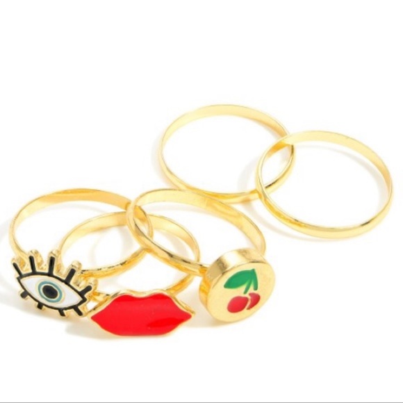 Tell your tale Jewelry 5 Fun Rings Featuring Lips Evil Eye And Cherry Poshmark